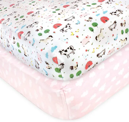 Vista 6 de Hudson Baby Sábana bajera ajustable unisex de algodón para cuna, avión, talla única
