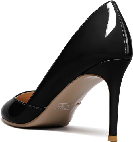 Vista 3 de Soireelady D'Orsay - Zapatos de tacón alto puntiagudos para mujer, zapatos de novia de boda, zapatos de fiesta de noche, Charol negro