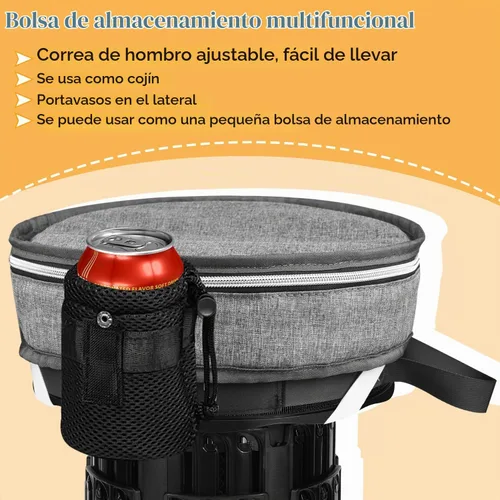 Vista 6 de Taburete plegable, mejorado con 3 toboganes, capacidad de carga de 600 libras, taburete plegable para campamento con bolsa de transporte 3 en 1