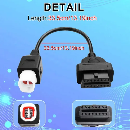 Vista 2 de Adaptador OBD2 de 4 pines compatible con OBD a 4 pines para cable de diagnóstico de motocicleta Yamaha, adaptador OBD2 de 4 pines compatible