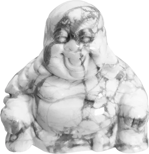 Vista 6 de Estatua de Buda feliz de Maitreya de piedra tallada a mano, escultura de bolsillo de cristal curativo, decoración de 1.5 pulgadas de alto, obsidiana