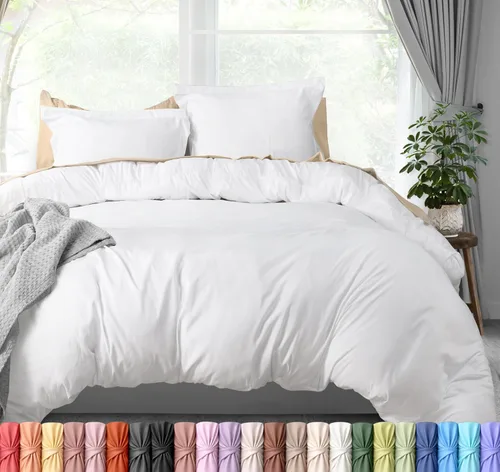 Vista 16 de Utopia Bedding Juego de funda de edredón tamaño individual - 2 piezas con cierre de cremallera - 1 funda de edredón 68X90 pulgadas y 1 funda de Beige