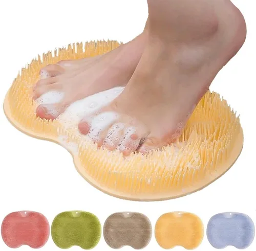 Vista 7 de Alfombrilla de silicona para pies de ducha, limpiador mejorado de pies con ventosas para montar en la pared, almohadilla de limpieza mejorada