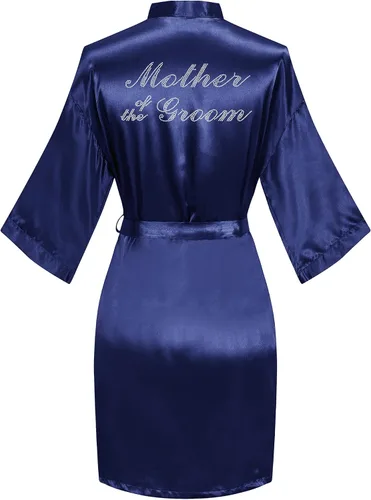 Vista 55 de Bata de boda para mujer, para novia, dama de honor, corta, de satén, kimono, batas de seda para prepararse, fiesta nupcial