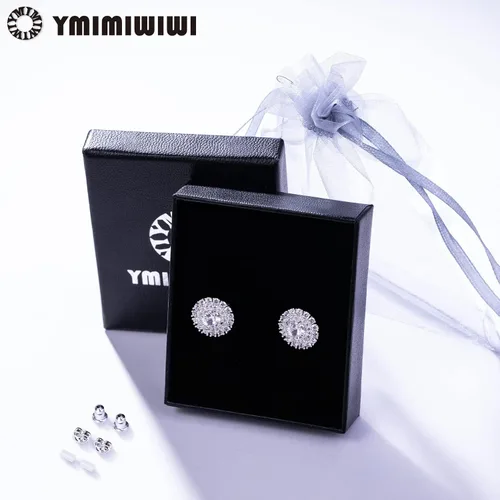 Vista 6 de Pendientes de tuerca sagrados para niñasmujeres, aretes de boda de oro plateado para damas de honor