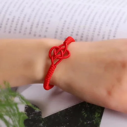 Vista 7 de Pulseras trenzadas de cuerda trenzada con nudo chino de flores de mandala para hombres y mujeres, pulseras de la suerte, Feng Shui, amistad a