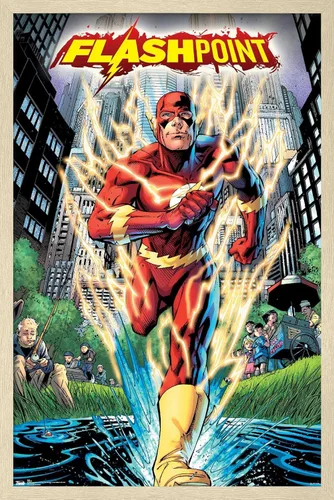Vista 7 de Trends International DC Comics-The Flash-Flashpoint - Póster de pared, 14.725 x 22.375 pulgadas, versión enmarcada de madera de granero