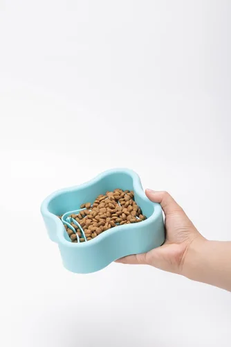 Vista 5 de Cuenco de silicona para perros de alimentación lenta, tazón antideslizante para perros pequeños y medianos, gatos, cuenco interactivo de Cian/azul