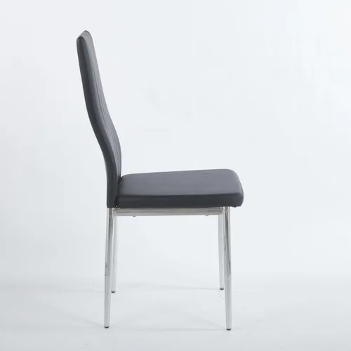 Vista 9 de Juego de 4 sillas, patas de color cromado, asiento negro