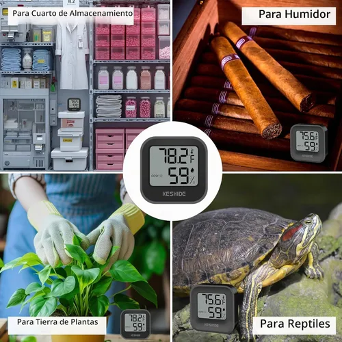 Vista 6 de Termómetro higrómetro digital para temperatura ambiente, medidor de humedad, termómetro interior, calibración de precisión, sensor de temperatura