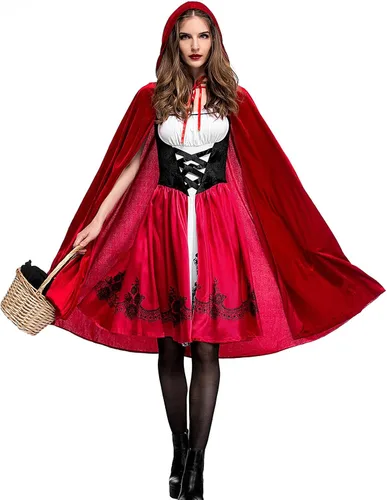 Vista 6 de Disfraz de Halloween para mujer, disfraz de fiesta de baile con capucha, chal