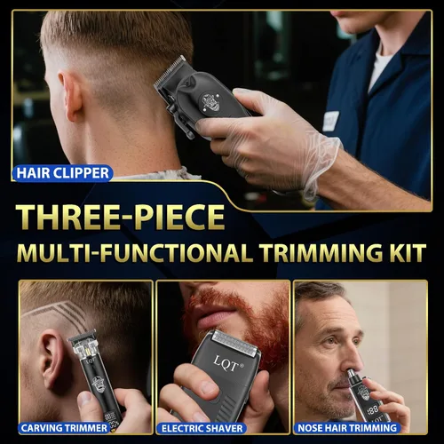 Vista 7 de Cortapelos para hombres profesionales, kits y juegos de recortadora de barba, recortadora de pelo inalámbrica para hombre, afeitadoras eléctricas