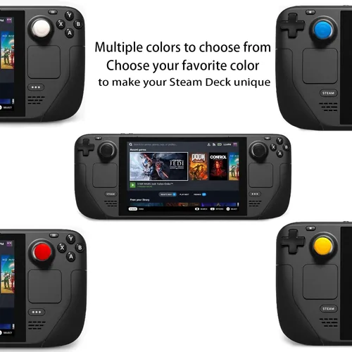 Vista 3 de Hosanwell Thumb Grip Set Joystick Caps Compatible with Steam DeckNintendo SwitchOLEDLite, RedBlueBlackWhiteYellow, 5 Pairs