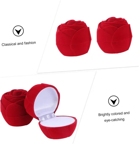 Vista 6 de KESYOO 6 pcs Jewelry Creative Rose Ring Proposal Flower for Ing Wedding Ceremony Storage Heart Red Gift Fashion