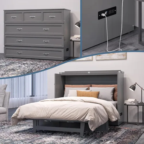 Vista 20 de AFI, Northfield Murphy Bed - Baúl de cama Twin XL con colchón de 6", cajón de almacenamiento y cargador USB integrado, ámbar quemado Amarillo ámbar
