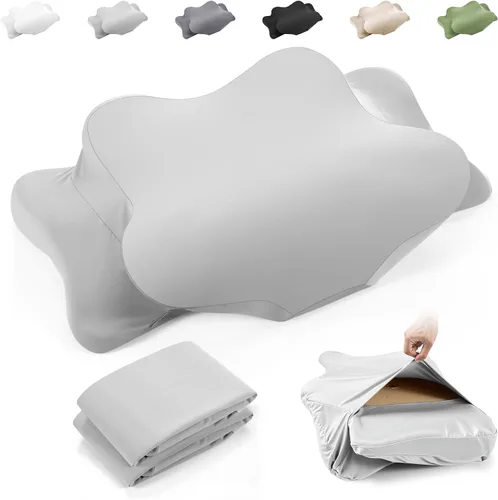 Vista 9 de Hahafelt 2 Pcs Cooling Cervical Neck Pillowcase, Dark Gray, Queen Size Gris Oscuro