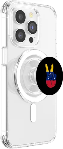 Vista 3 de Proud To Be Venezuelan Venezuela Flag Peace Sign Hand Funny PopSockets MagSafe PopGrip para iPhone