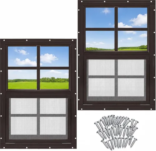 Vista 11 de Tandefio - Ventanas de cobertizo de 12 x 18 pulgadas, ventanas pequeñas de 12 x 18 pulgadas, montaje empotrado negro con vidrio templado y pantalla
