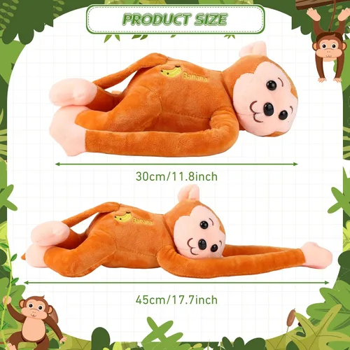 Vista 5 de Paquete de 4 monos de peluche colgantes de 17.8 pulgadas con cierres de gancho y bucle, regalos de juguetes de peluche para adolescentes y adultos
