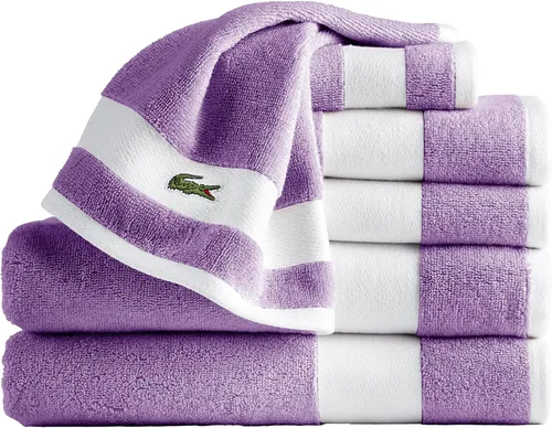 Vista 13 de Lacoste Sport Stripe - Juego de toallas de lujo de algodón (6 piezas) – Hecho con 100% algodón Supima suave, absorbente y de secado rápido, incluye