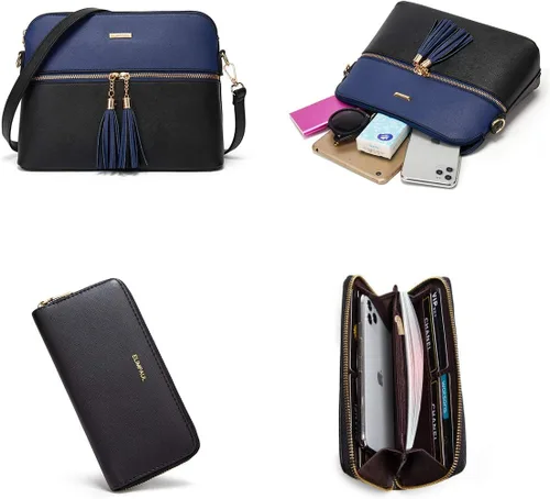 Vista 6 de Bolso de mano de moda para mujer, bolso de hombro, asa superior, juego de 4 piezas