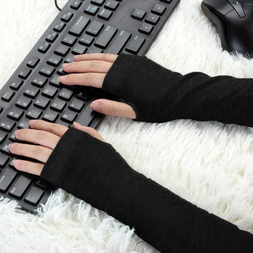 Vista 5 de Allegra K Calentadores de brazo sin dedos unisex de moda clásica