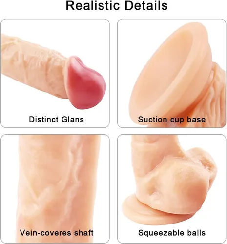 Vista 3 de 9KY4FG - Juguete para adultos de 9 pulgadas para mujer, polla de silicona realista con ventosa fuerte para juego de empuje manos libres