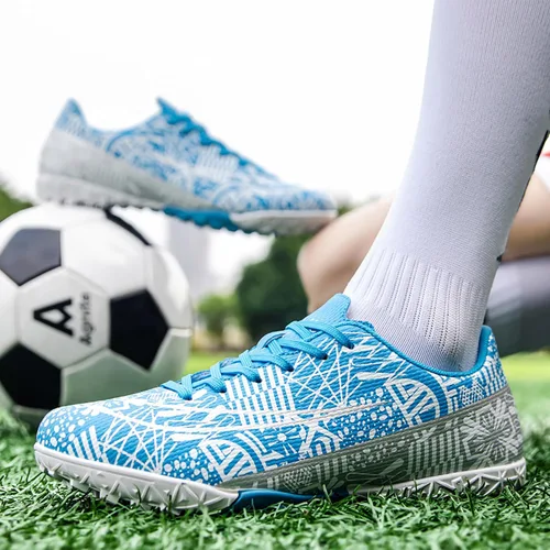Vista 8 de DKHHN Zapatos de fútbol para hombre, bajos y con cordones, antideslizantes, para interiores, fútbol sala de fútbol americano, TF, tacos de césped