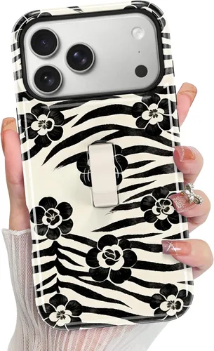 Vista 24 de KANGHAR Compatible con iPhone 17 Pro Case Spot Pattern - Negro Mancha rosada negra