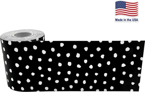 Vista 2 de Teacher Created Resources Puntos pintados blancos sobre borde laminado recto negro (TCR8911)