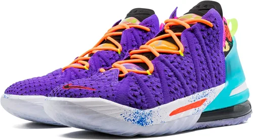 Vista 2 de Nike Tenis de baloncesto Lebron 18 para hombre, NegroVerde Eléctrico-Negro