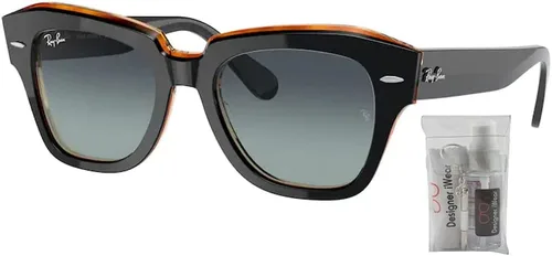 Vista 2 de Ray-Ban State Street RB2186 - Lentes de sol cuadrados para hombre y mujer + paquete con kit de gafas de diseñador iWear