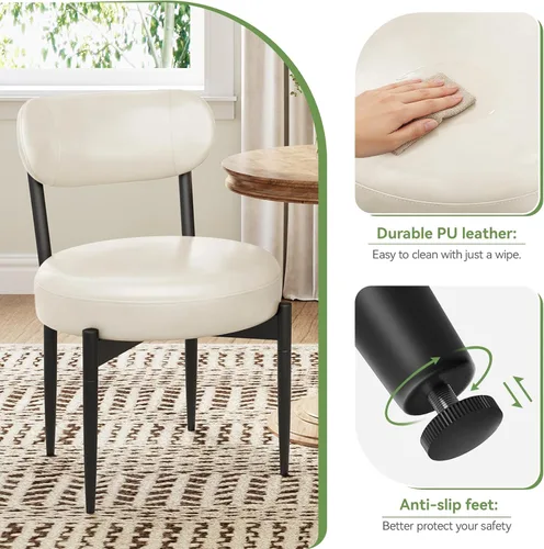 Vista 5 de Welzona Juego de 4 sillas de comedor tapizadas de piel sintética con patas de metal resistentes, sillas de cocina para comedor, cocina, restaurante