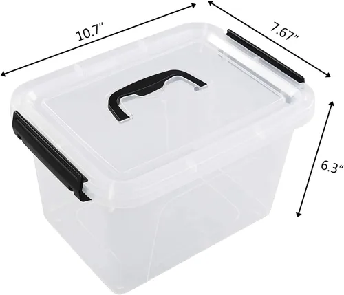 Vista 2 de Caja de almacenamiento de 5 cuartos de galón con tapa, 6 paquetes de contenedores pequeños de plástico con asas
