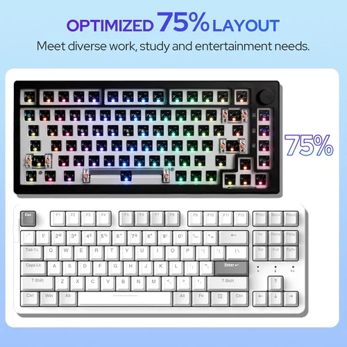 Vista 2 de EPOMAKER Aura75 - Kit de teclado mecánico al 75%, intercambiable en caliente, 2.4 GHzBluetooth 5.0USB-C, kit de bricolaje inalámbrico