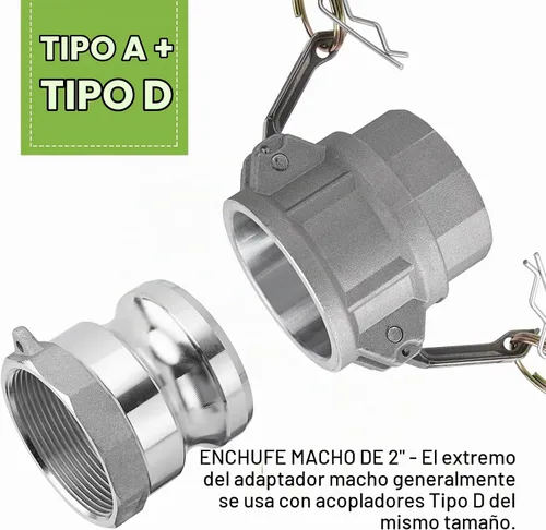 Vista 6 de SPARKWHIZ 2 piezas de accesorios de manguera Camlock de aluminio (parte de 2" D) con leva y ranura + 2 piezas de accesorios de manguera de aluminio