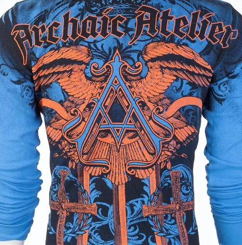 Vista 9 de Archaic by Affliction - Camisa térmica de manga larga para hombre, Azul