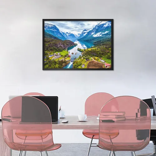 Vista 6 de Rompecabezas para adultos – Paisaje natural de Noruega, 28 x 20 pulgadas, detalles intrincados, juegos de salón, Geirangerfjord Reine, rompecabezas