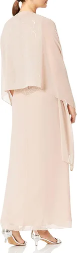Vista 2 de J Kara Vestido pequeño con detalle en V y cuentas largas para mujer con bufanda