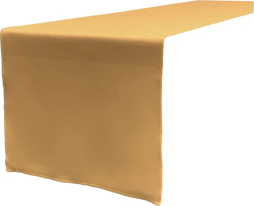 Vista 2 de LA Linen™ mantel de popelina de poliéster de 14 por 108 pulgadas Dorado
