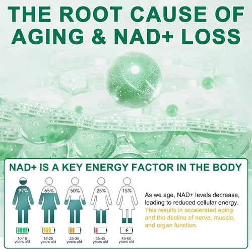 Vista 4 de Suplemento NAD 120 cápsulas, ribósido de nicotinamida liposomal, resveratrol, quercetina, NAD nicotinamida ribósido resveratrol 910 mg para mujeres