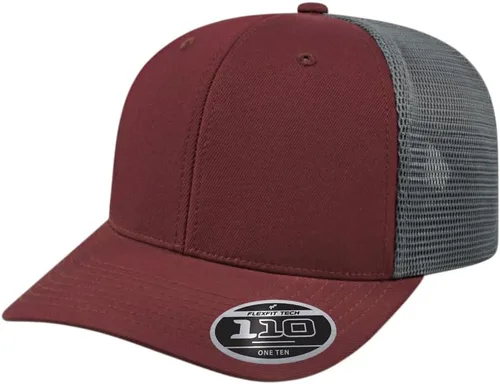 Vista 119 de Cap America i8502 Flexfit 110 Premium - Gorra de camionero de perfil medio con 6 paneles de malla trasera con protección UV y cierre ajustable