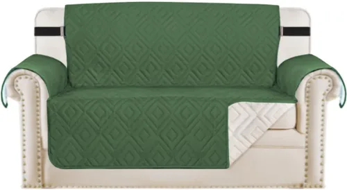 Vista 64 de H.VERSAILTEX Funda reversible para silla, protector de muebles antideslizante, resistente al agua, con correas elásticas de 2 pulgadas