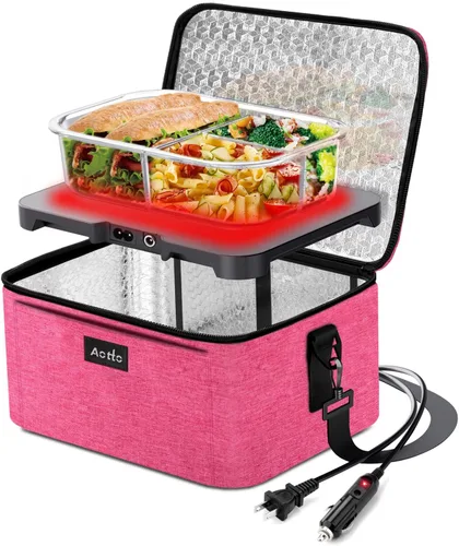 Vista 18 de Aotto Horno Portátil, Lonchera Eléctrica Calentador de Alimentos - 12V/24V/110V 3 en 1 Calentador de Alimentos para Coche - Mini Microondas Personal