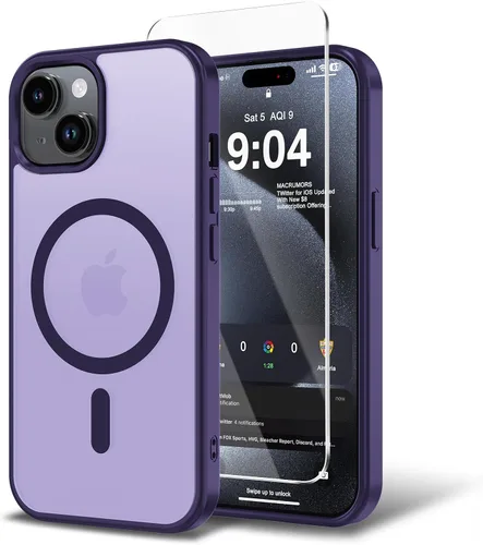 Vista 145 de Funda para iPhone 11 con protector de pantalla, compatible con MagSafe, ultra delgada, translúcida, mate, a prueba de golpes, color negro