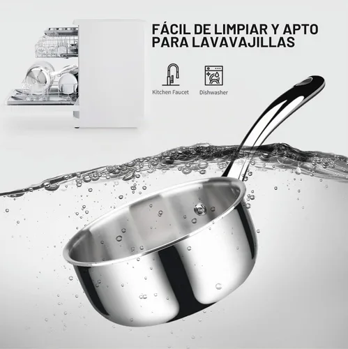 Vista 6 de Duxtop Cacerola Whole-Clad Tri-Capa de Acero Inoxidable con Tapa, 1.6 Cuartos, Utensilios de Cocina para Inducción