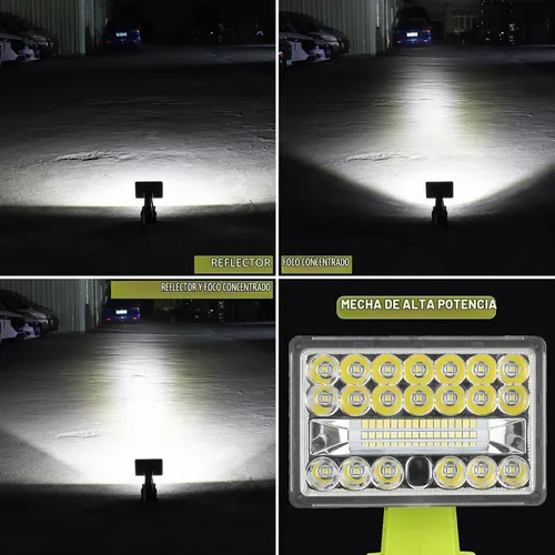 Vista 5 de Linterna de 18 W compatible con batería Ryobi de 18 V, reflector de luz de 2000LM 18V con puerto USB, puerto tipo C, cabezal giratorio de 110 grados