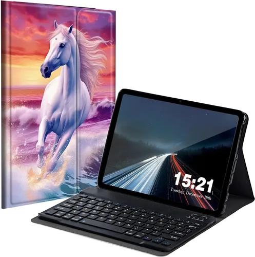 Vista 13 de Funda de teclado para Samsung Galaxy Tab S6 Lite 2022/2020, Galaxy Tab S6 Lite SM-P610/P613/P615/P619 con teclado Bluetooth inalámbrico desmontable