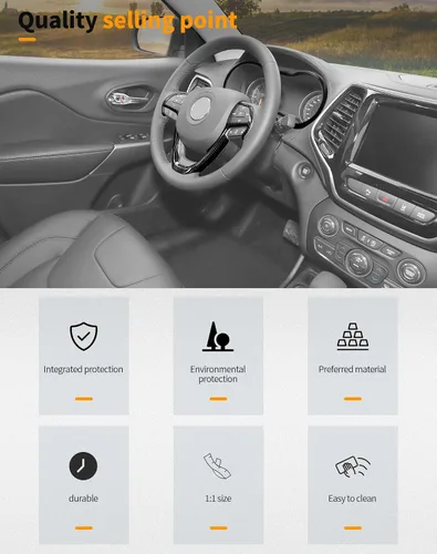 Vista 5 de Hoolcar Cubierta para volante de consola central, decoración de panel de salpicadero para Jeep Grand Cherokee 2014-2020, fibra de carbono