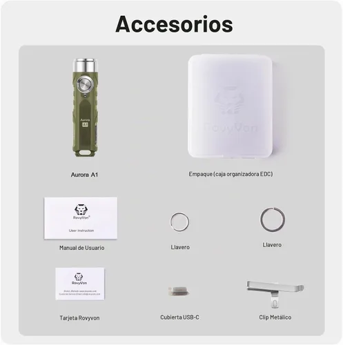 Vista 8 de RovyVon Aurora A1 G4 Llavero recargable Linterna 650LMS Super Brillante